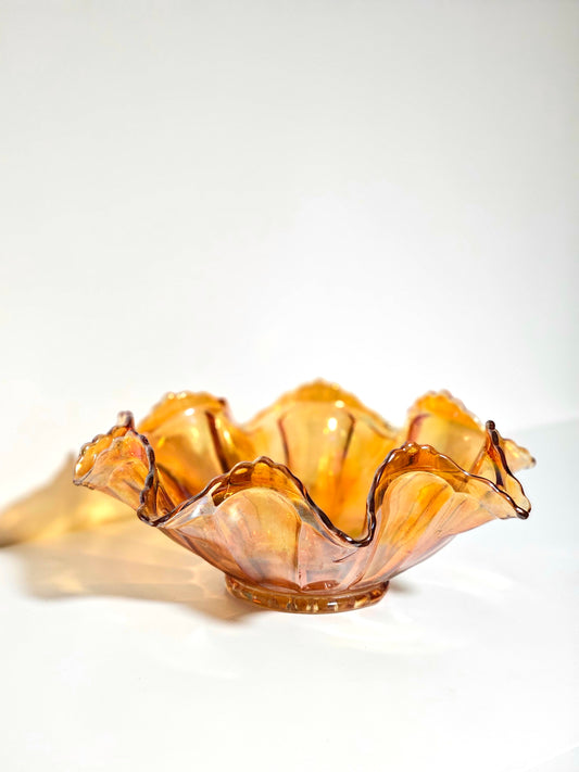 Imperial Crimped Berry Carnival Glass Bowl c. 1904