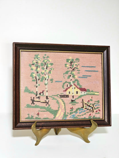 Homeward Cottage Landscape Needlepoint Crewel