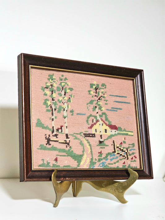 Homeward Cottage Landscape Needlepoint Crewel