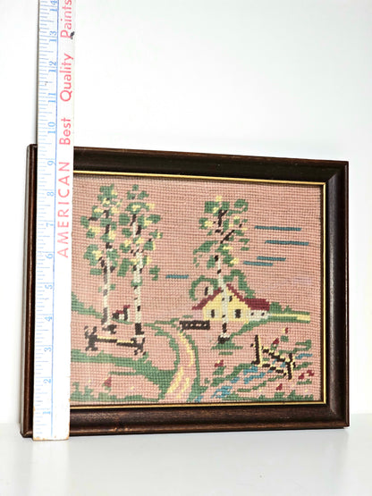 Homeward Cottage Landscape Needlepoint Crewel