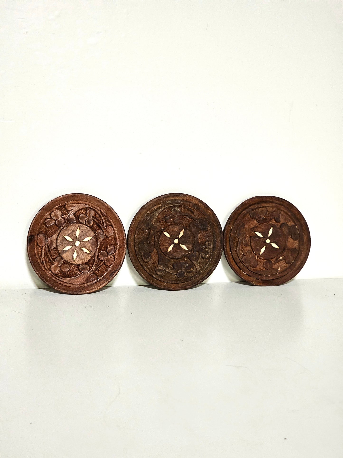 Three Wooden Tea Coasters