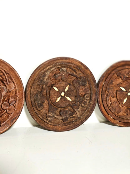 Three Wooden Tea Coasters