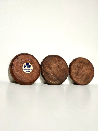 Three Wooden Tea Coasters