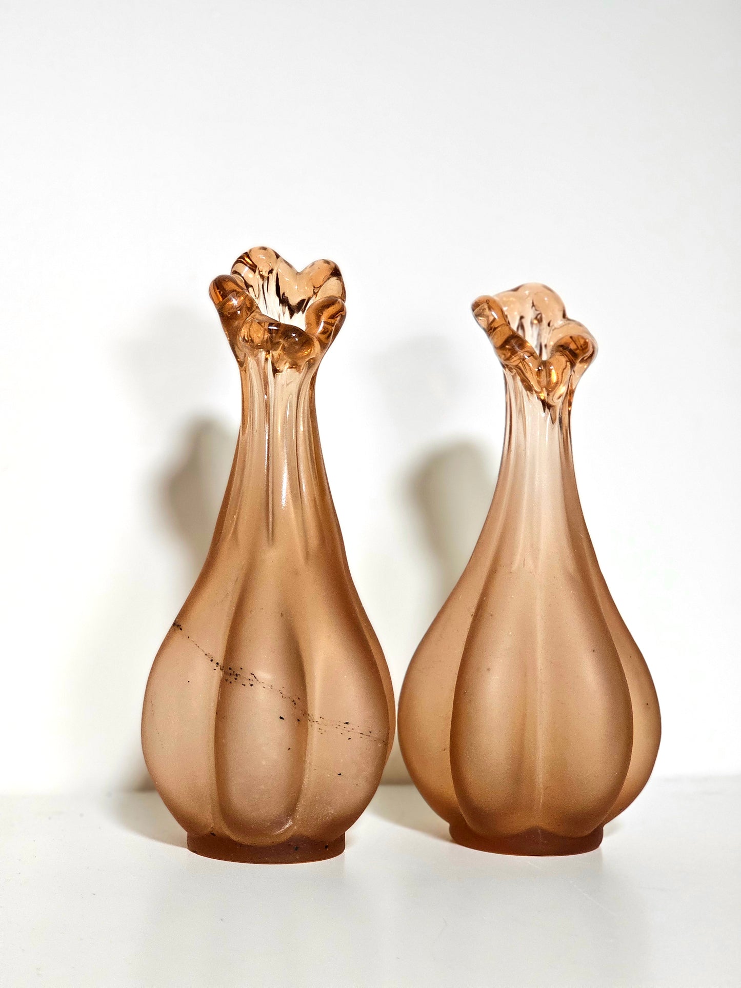 Unique Pair of Dusty Rose Swung Vases