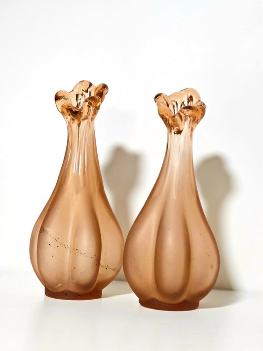 Unique Pair of Dusty Rose Swung Vases