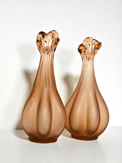 Unique Pair of Dusty Rose Swung Vases