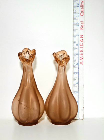 Unique Pair of Dusty Rose Swung Vases