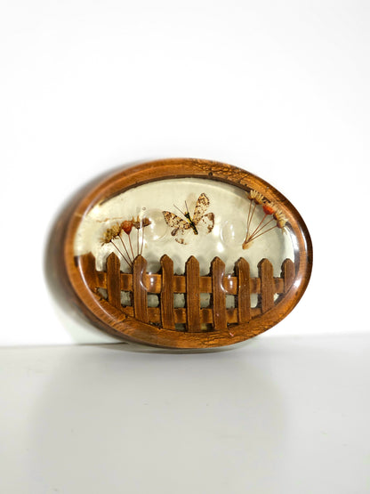70's Dried Butterfly Lucite Soap Dish