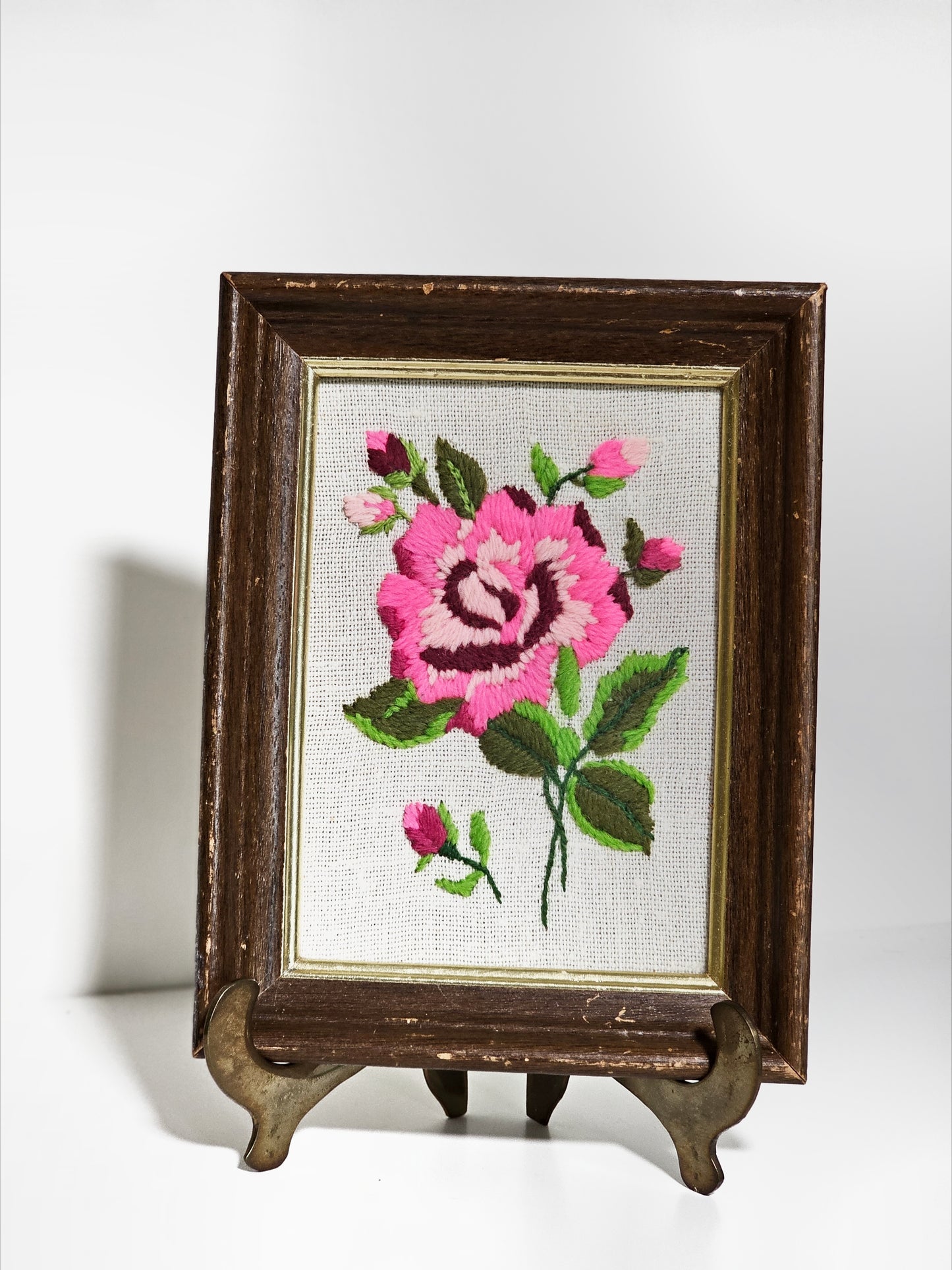 Pink Rose Embroidery Crewel