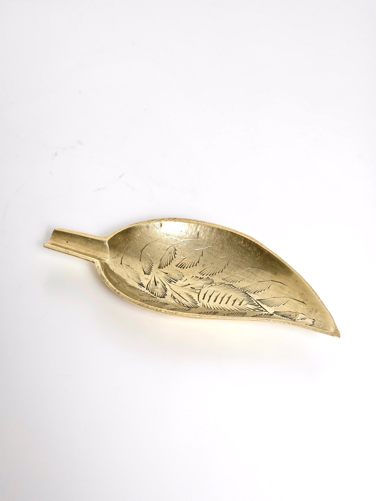 Hand Etched Brass Leaf Ashtray