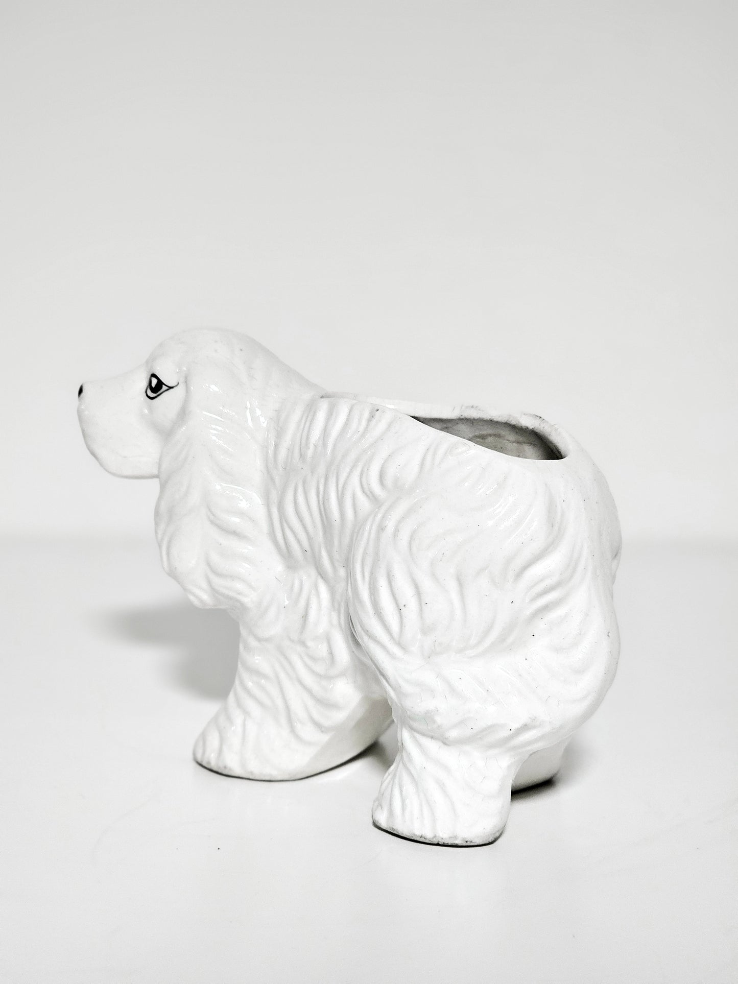 White Ceramic Cocker Spaniel Planter