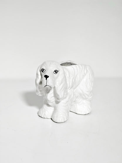 White Ceramic Cocker Spaniel Planter