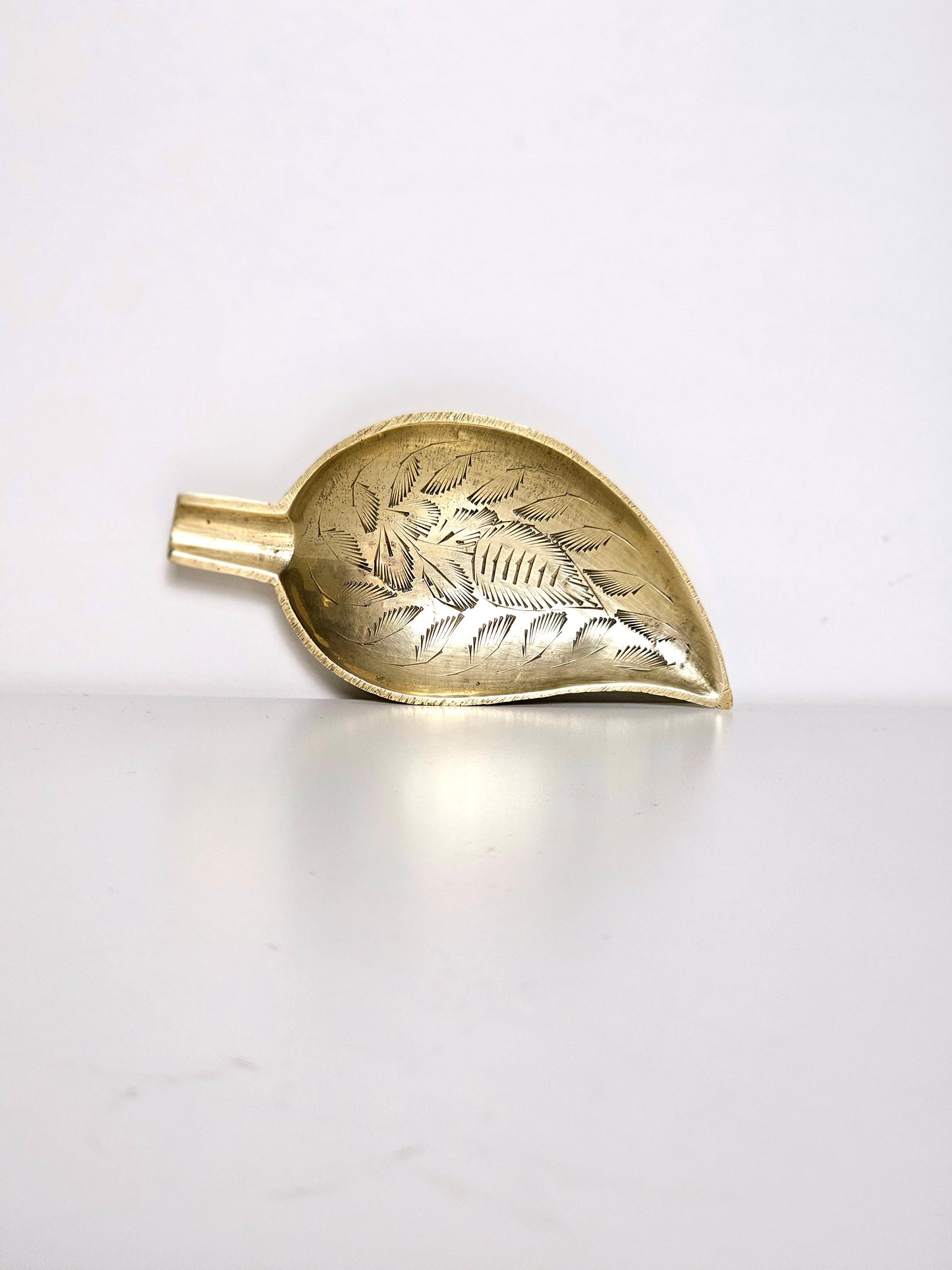 Hand Etched Brass Leaf Ashtray