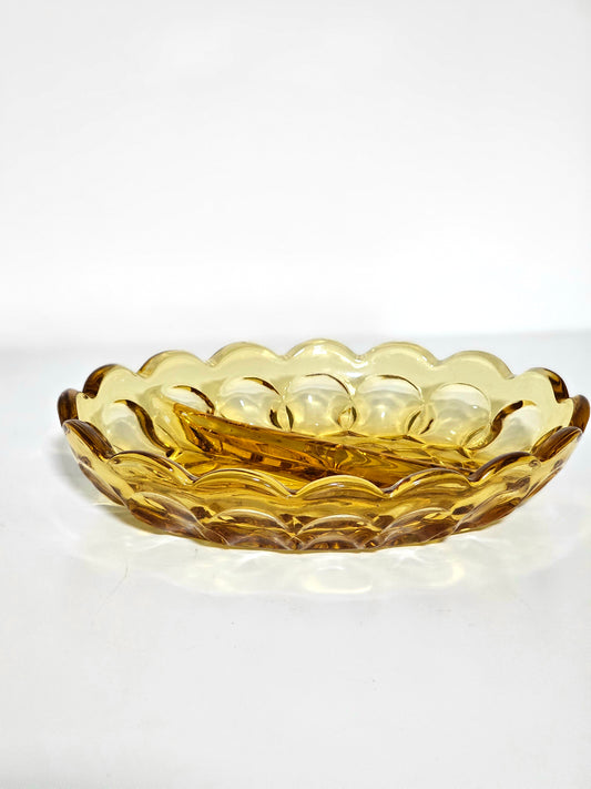 Golden Honey Amber Glass Relish Dish