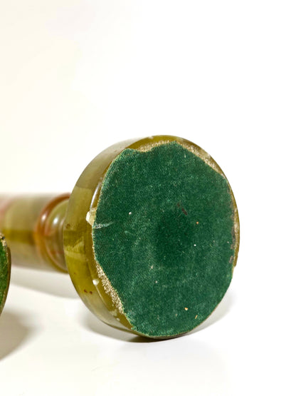 Green Onyx & Marble Stacked Candlesticks