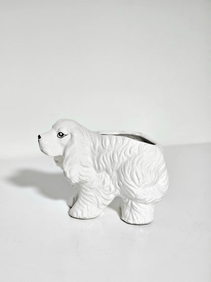 White Ceramic Cocker Spaniel Planter