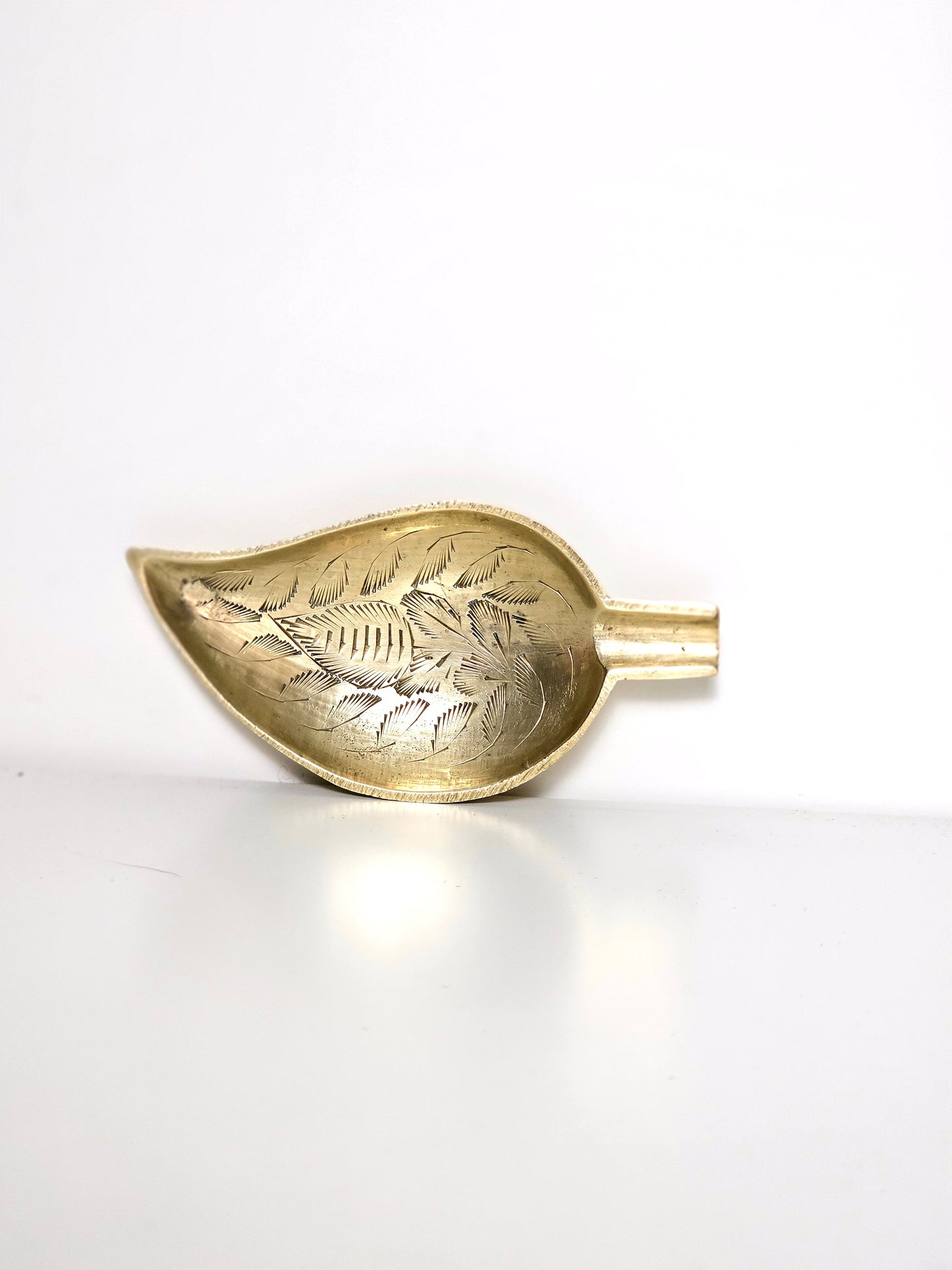 Hand Etched Brass Leaf Ashtray