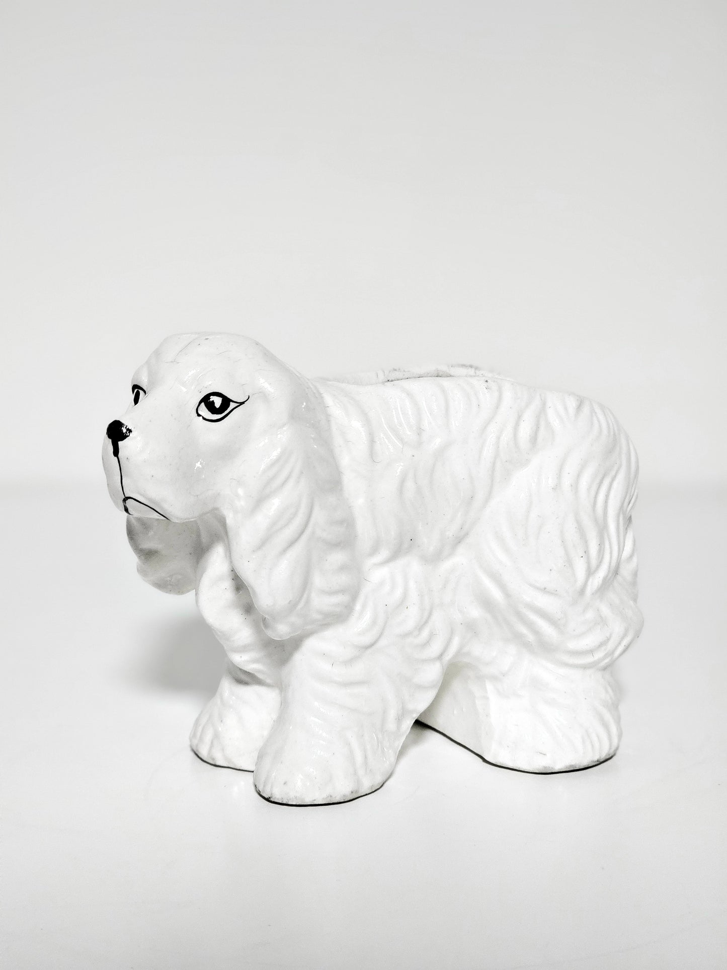 White Ceramic Cocker Spaniel Planter