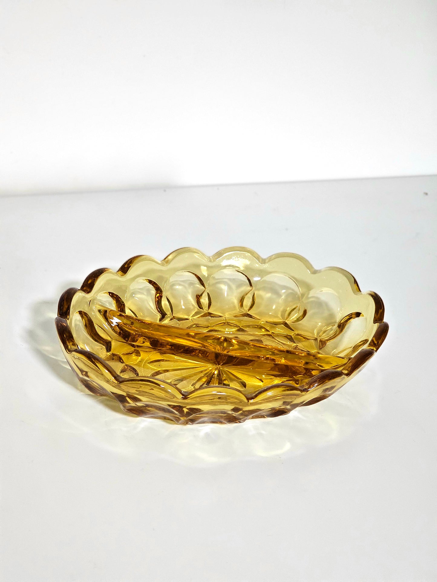 Golden Honey Amber Glass Relish Dish