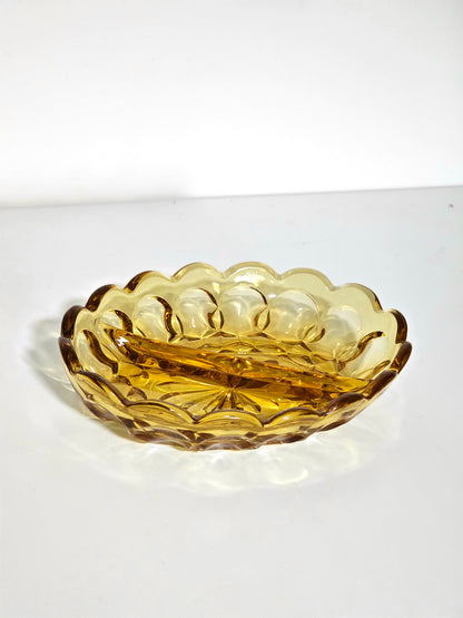 Golden Honey Amber Glass Relish Dish