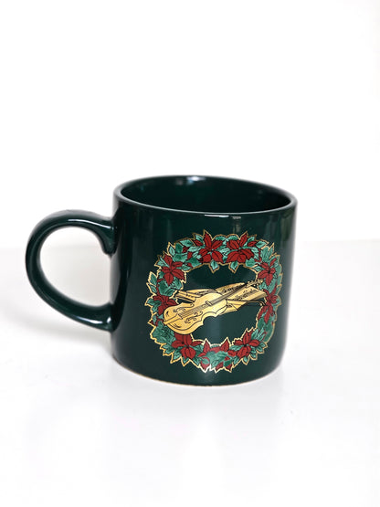 Gold Gilt Wreath & Violin Holiday Mugs