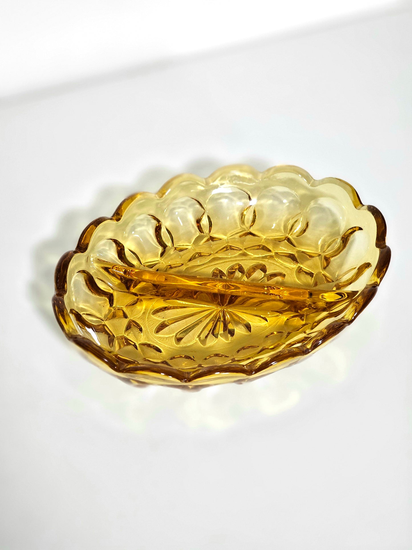 Golden Honey Amber Glass Relish Dish