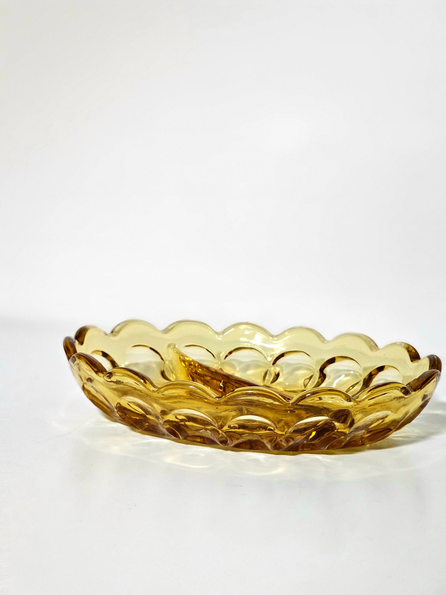 Golden Honey Amber Glass Relish Dish