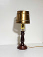 Brass Punched Tole Lampshade & Turned Wood Lamp Base