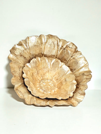 Vintage Capiz Shell Sunflower Nesting Bowls