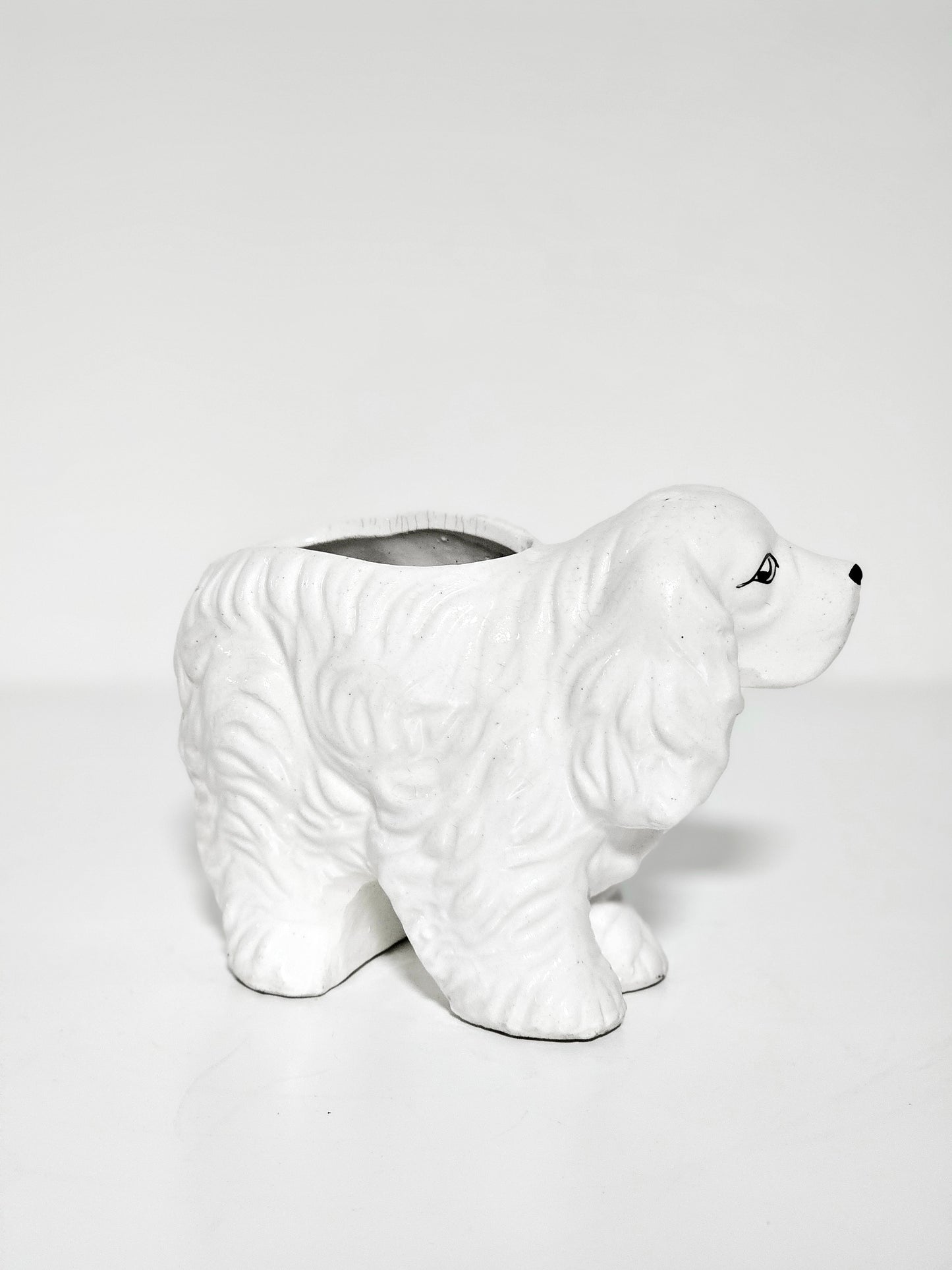 White Ceramic Cocker Spaniel Planter