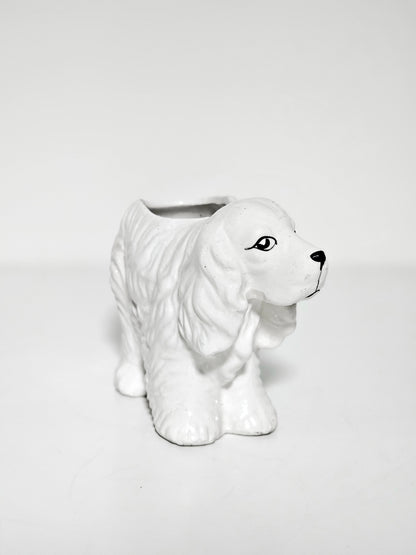 White Ceramic Cocker Spaniel Planter