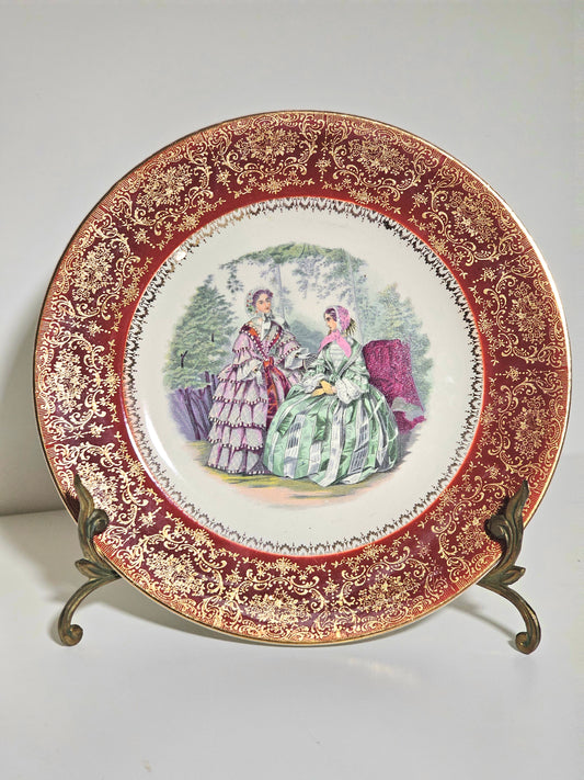 Imperial Salem 23k Gold Burgundy Plates