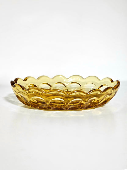 Golden Honey Amber Glass Relish Dish